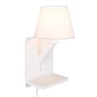 Witte wandlamp stof, Tahir, met schakelaar