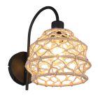 Bruine wandlamp landelijk, Liduina, met schakelaar