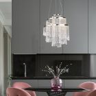 Chromen kroonluchter design, Sjon, 30W, warm tot koud wit verstelbare LED, 3-staps dimbaar