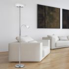 Nikkelen staande leeslamp Larry, metaal, modern