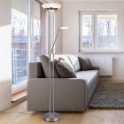 Moderne staande leeslamp Fredrika, nikkel, 27W geintegreerd LED