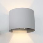 Grijze up-down wandlamp Dion, 6w, 4000K, rond, IP65