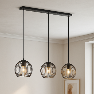 Zwarte Wiro hanglamp met 3 ronde, 20cm,  kappen