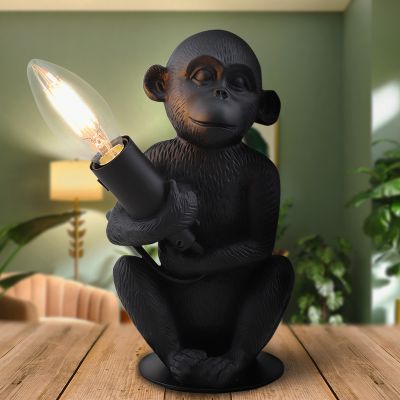 Moderne aap lamp zwart, Monkey, met schakelaar