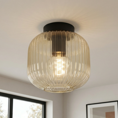 Amberkleurige plafondlamp Charlois, glas, retro