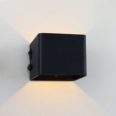 Oplaadbare up down wandlamp zwart, Dion, 1W, 2700K LED, IP44, met bewegingssensor