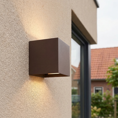 Moderne up down wandlamp roestkleurig, Dion, IP65