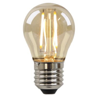 Dimbare Olucia E27 LED filament lamp Melchis, amber, P45, 2W, 2200K