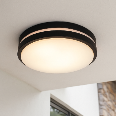 Kunststof buiten plafondlamp met bewegingssensor zwart, James, IP44