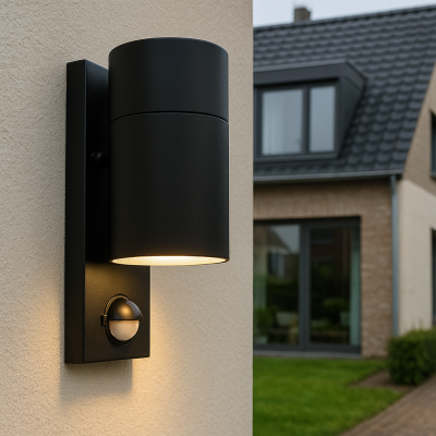 Zwarte buitenlamp Pedro - met bewegingssensor