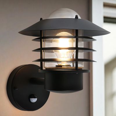 Rvs buiten wandlamp met bewegingssensor zwart, Felice, IP44