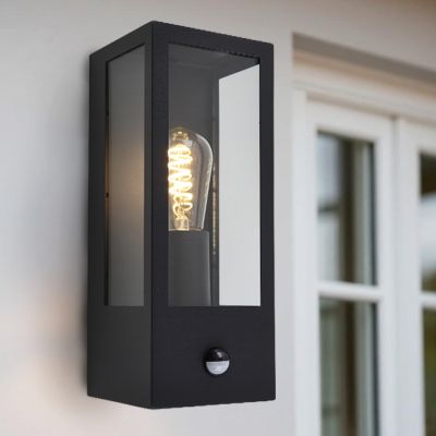 Moderne buiten wandlamp met bewegingssensor zwart, Senne, IP44