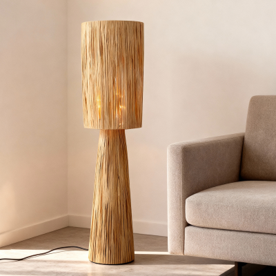 Papieren vloerlamp bruin, Daisy, met schakelaar