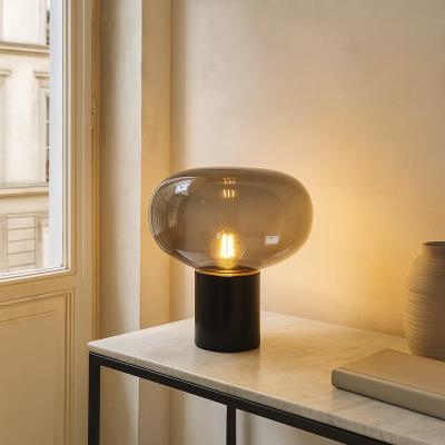 Marmeren tafellamp grijs, Alan, met schakelaar