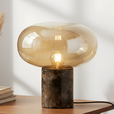 Marmeren tafellamp amber, Alan, met schakelaar