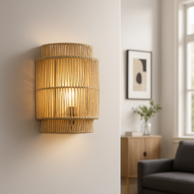 Landelijke wandlamp bruin, Selena, met schakelaar