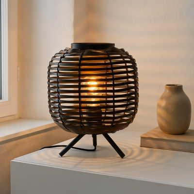 Industriële tafellamp zwart, Pinar, met schakelaar