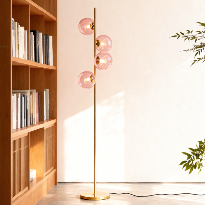 Design vloerlamp roze, Remo, met schakelaar