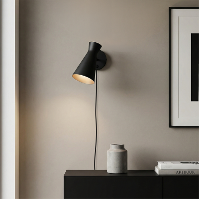 Moderne wandlamp zwart, Steve, met schakelaar