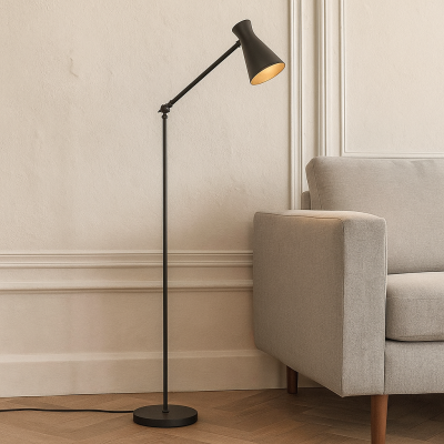 Moderne vloerlamp zwart, Steve, met schakelaar