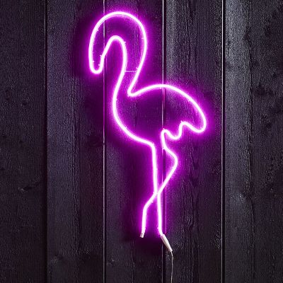 Neon silhouette Flamingo roze, voor binnen en buiten