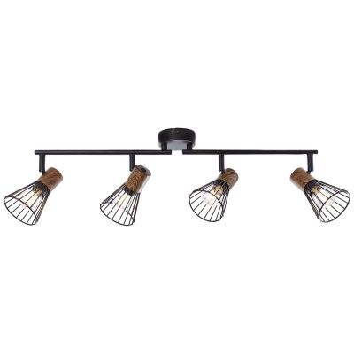 Moderne plafondlamp Floor, Donkerkleurig Hout, Mat Zwart