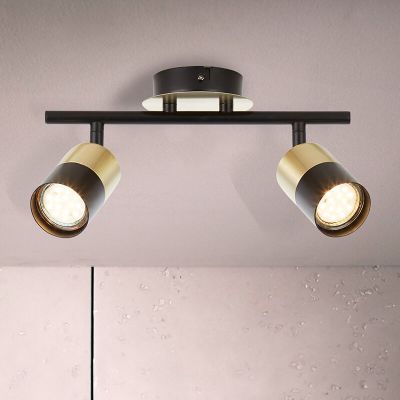 Moderne plafondlamp Cato, Geborsteld Messing, zwart