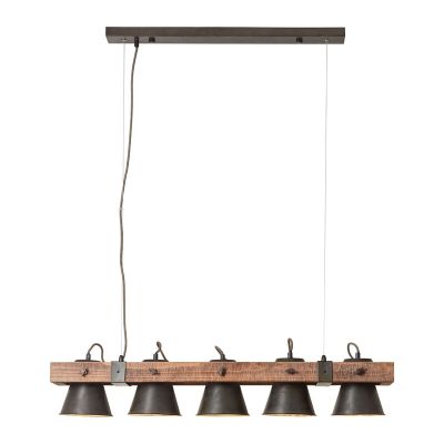 Industriële eettafel hanglamp Audrey, zwart, hout