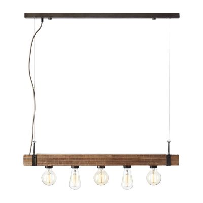 Industriële hanglamp Asli, zwart, hout