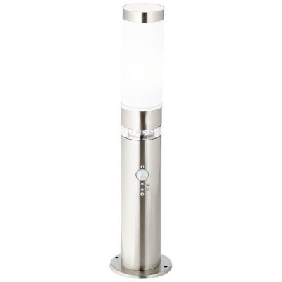 Kunststof staande buitenlamp met schemersensor chroom, Sage, 2W, 3000K LED, IP44