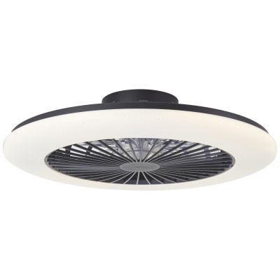 Moderne plafondventilator zwart, Salerno, 48W, RGBW LED, met afstandsbediening