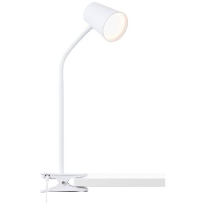 Kunststof klemlamp wit, Musab, 7W, 3000K LED, 3-staps dimbaar