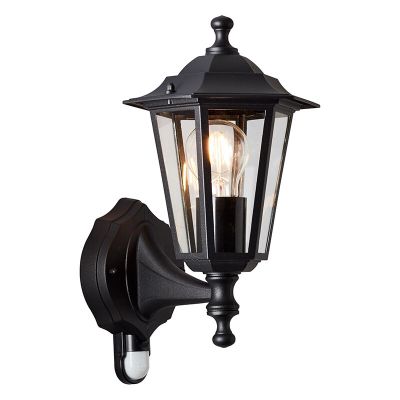 Klassieke buiten wandlamp met bewegingssensor zwart, Rayn, IP44