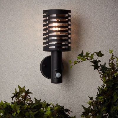 Moderne buiten wandlamp met bewegingssensor zwart, Veysel, IP44