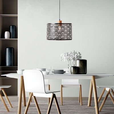 Houten eettafel hanglamp zwart, Sherona