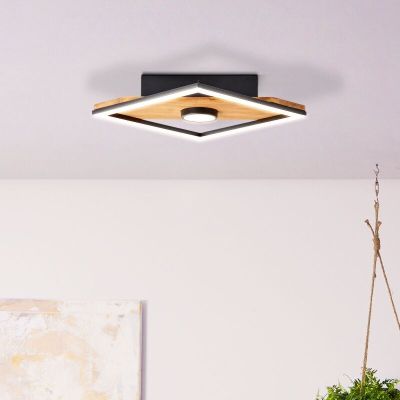 Houten plafonnière zwart, Virginia, 18W, 3000K LED