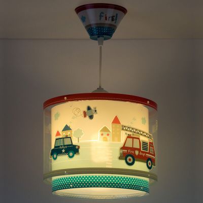 Politie hanglamp jongenskamer - Blauw Rood