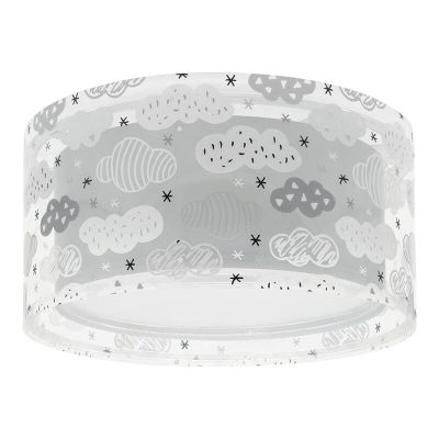 Grijze kinderkamer plafondlamp kunststof, Wolkjes