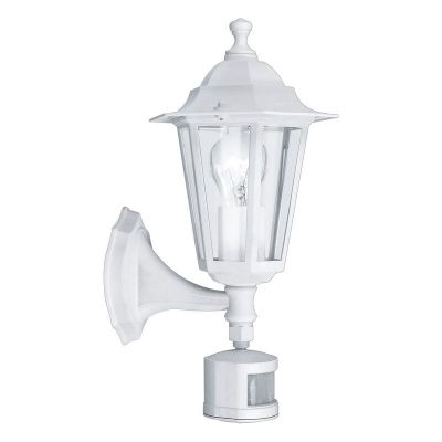 Witte klassieke buiten wandlamp met bewegingssensor aluminium, Alieke, IP44