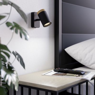 Zwarte moderne wandspot staal, Conradus, IP44