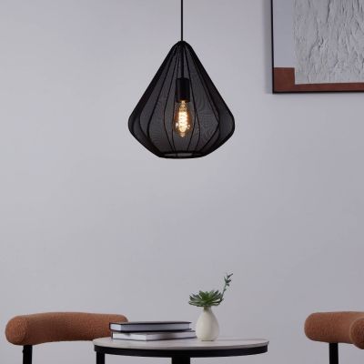 Zwarte industriële hanglamp staal, Agnese