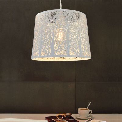 Witte landelijke hanglamp staal, Nika