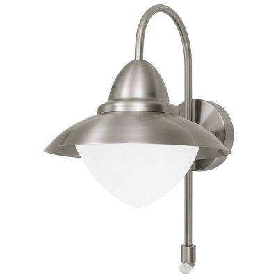 Zilveren klassieke buiten wandlamp met bewegingssensor glas, Elayza, IP44