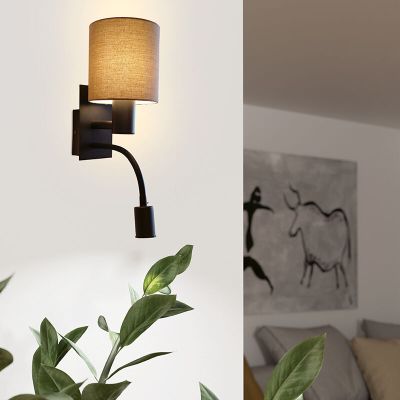 Taupe bedlamp stof, Abano, met schakelaar