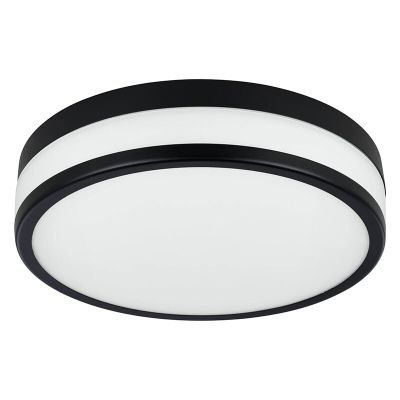 Zwarte badkamer plafondlamp glas, Jacco, 5,7W, 3000K LED, IP44