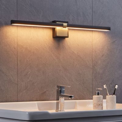 Messing moderne badkamer wandlamp staal, Natasha, 17,5W, 3000K LED, IP44