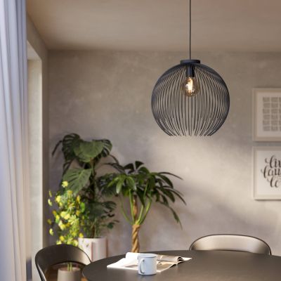 Zwarte industriële hanglamp staal, Keimpe