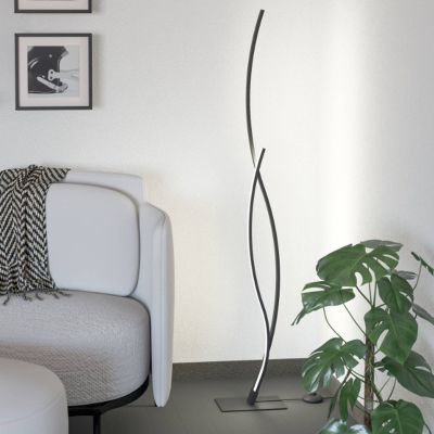 Zwarte design vloerlamp staal, Tevin, 20W, 4000K LED, met schakelaar