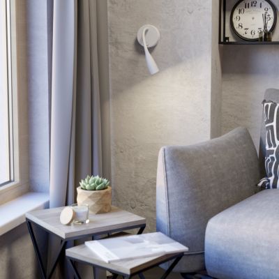 Witte wandlamp kunststof, Obbe, 3,8W, 3000K LED, met schakelaar