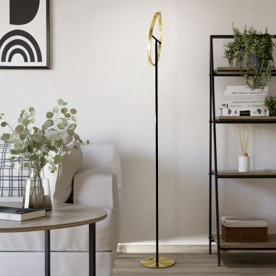 Messing design vloerlamp kunststof, Corwin, 8,8W, 3000K LED, met touchdimmer